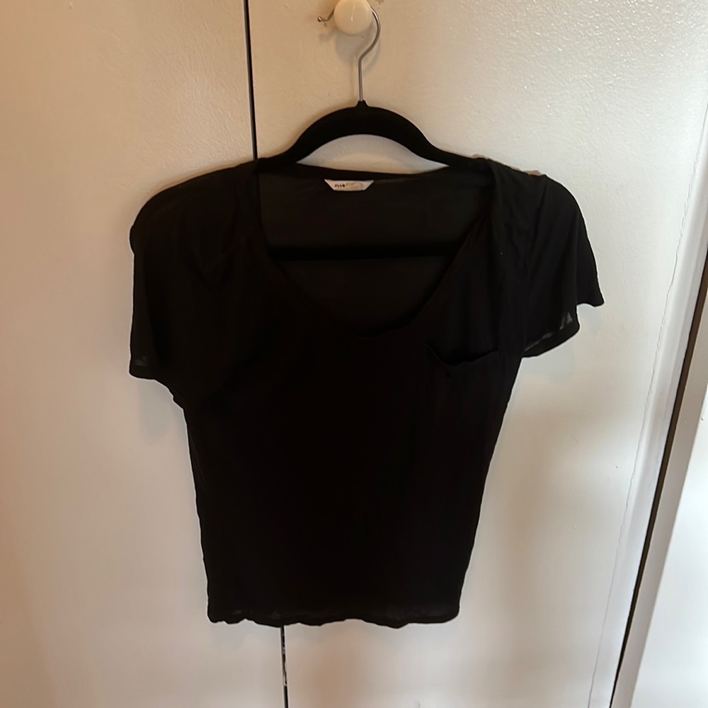 Club Monaco Black Scoop Neck T-Shirt